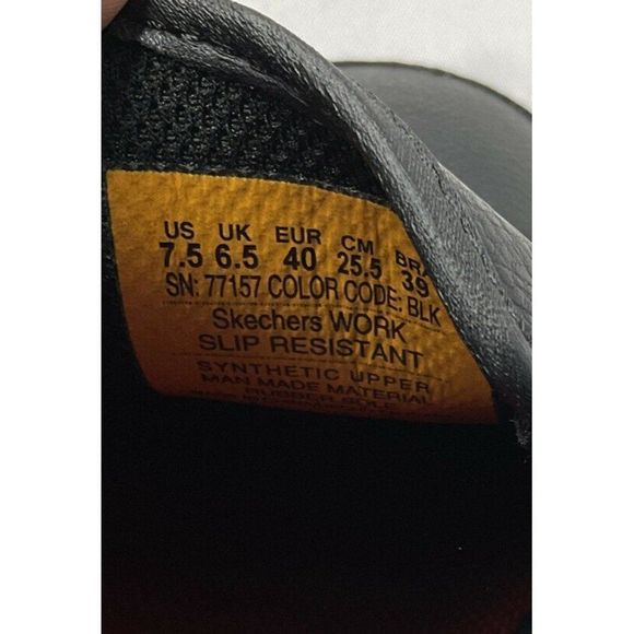 Skechers 77157 Nampa Groton Memory Foam SlipOn Resistant Black Work Shoes US7.5 - Picture 9 of 10